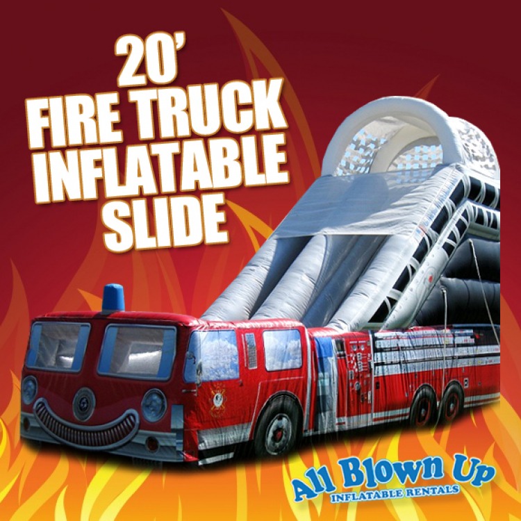 20' Fire Truck Inflatable Slide